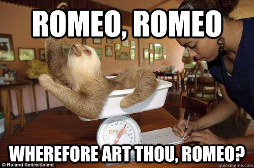 Romeo, romeo wherefore art thou, romeo? - Romeo, romeo wherefore art thou, romeo?  Dramatic Sloth