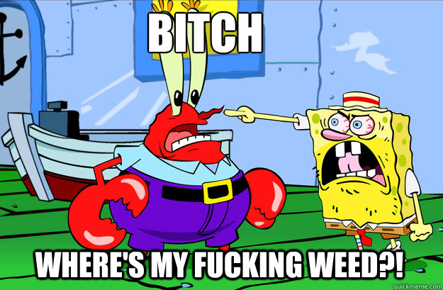 Bitch Where's my fucking weed?!  Drunk SpongeBob
