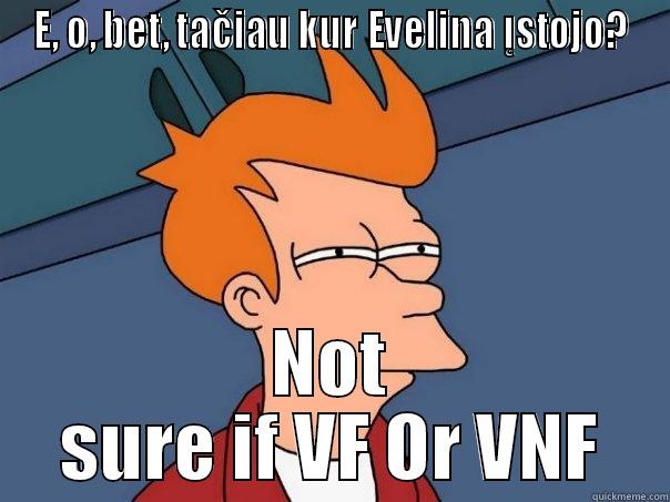 E, O, BET, TAČIAU KUR EVELINA ĮSTOJO? NOT SURE IF VF OR VNF Futurama Fry