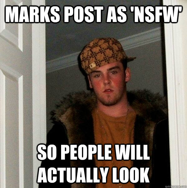 Marks post as 'NSFW' So people will actually look - Marks post as 'NSFW' So people will actually look  Scumbag Steve