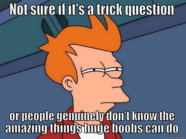 NOT SURE IF IT'S A TRICK QUESTION OR PEOPLE GENUINELY DON'T KNOW THE AMAZING THINGS HUGE BOOBS CAN DO Futurama Fry