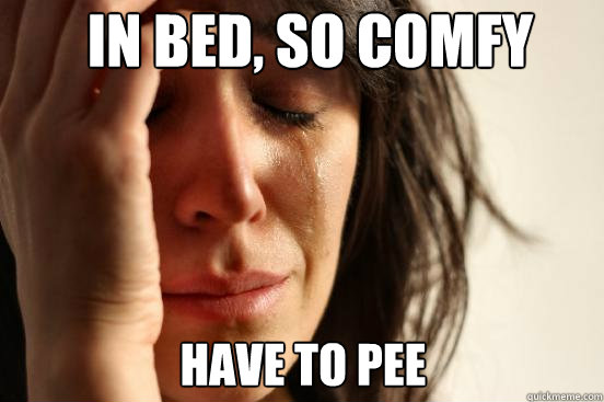 In bed, so comfy Have to pee  First World Problems