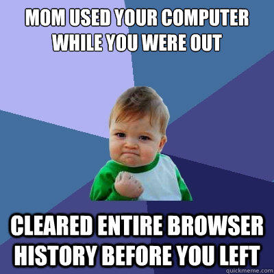 Mom used your computer while you were out Cleared entire browser history before you left  Success Kid