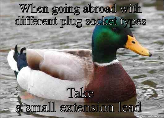 WHEN GOING ABROAD WITH DIFFERENT PLUG SOCKET TYPES TAKE A SMALL EXTENSION LEAD  Actual Advice Mallard