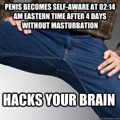 Penis becomes self-aware at 02:14 am Eastern Time after 4 days without masturbation  Hacks your brain  Scumbag Penis
