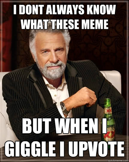 I dont always know what these meme but when I giggle i upvote  The Most Interesting Man In The World