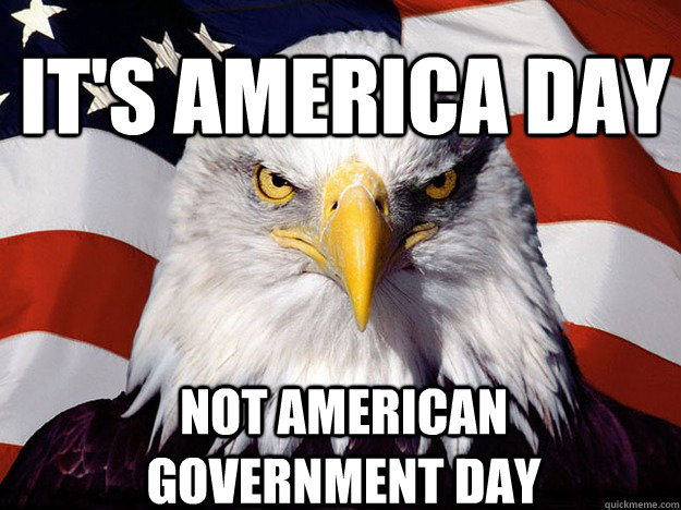It's America Day Not American Government day  Patriotic Eagle