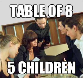 table of 8 5 children  Scumbag customer