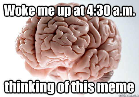 Woke me up at 4:30 a.m. thinking of this meme   Scumbag Brain