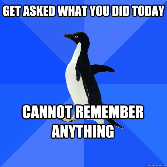 GET ASKED WHAT YOU DID TODAY CANNOT REMEMBER ANYTHING   - GET ASKED WHAT YOU DID TODAY CANNOT REMEMBER ANYTHING    Misc