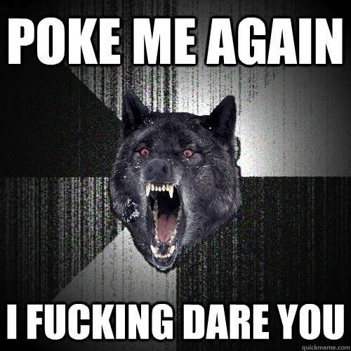 poke me again I fucking dare you  Insanity Wolf