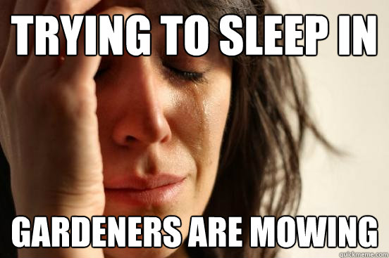 trying to sleep in gardeners are mowing  First World Problems