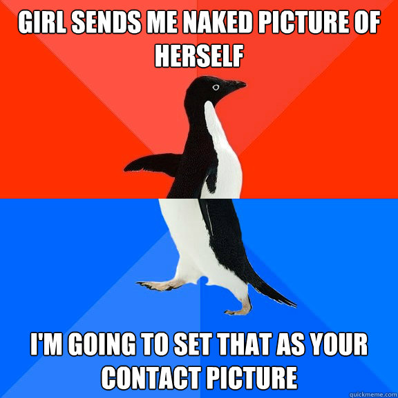 Girl sends me naked picture of herself I'm going to set that as your contact picture  Socially Awesome Awkward Penguin