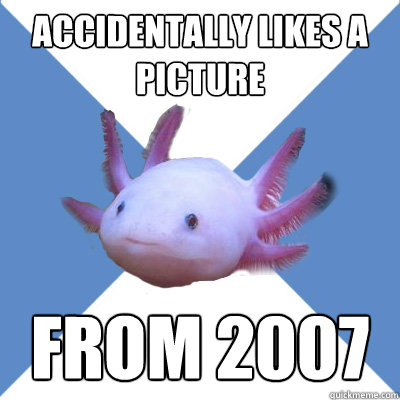 Accidentally likes a picture from 2007  