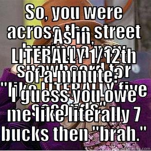 SO, YOU WERE ACROSS THE STREET BUYING A NEW SNOWBOARD FOR 