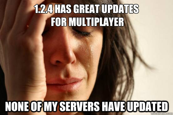 1.2.4 Has great updates
 for multiplayer None of my servers have updated  First World Problems