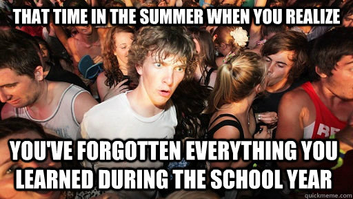 That time in the summer when you realize you've forgotten everything you learned during the school year  Sudden Clarity Clarence