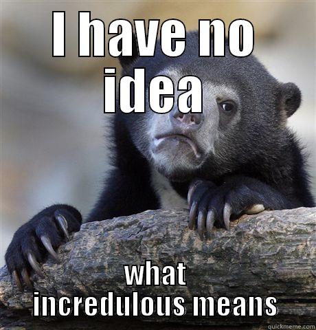 I HAVE NO IDEA WHAT INCREDULOUS MEANS Confession Bear