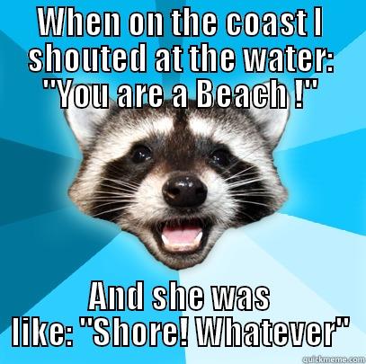 WHEN ON THE COAST I SHOUTED AT THE WATER: 