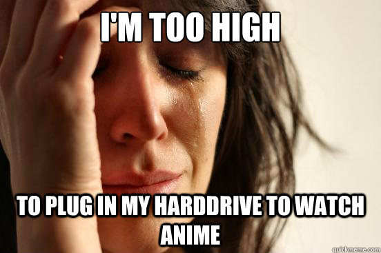 I'm too high to plug in my harddrive to watch anime  First World Problems
