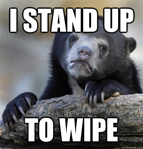 I stand up to wipe  Confession Bear
