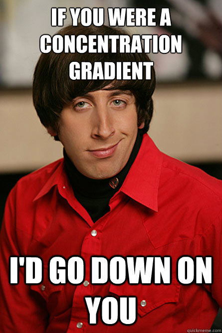 If you were a concentration gradient I'd go down on you - If you were a concentration gradient I'd go down on you  Pickup Line Scientist