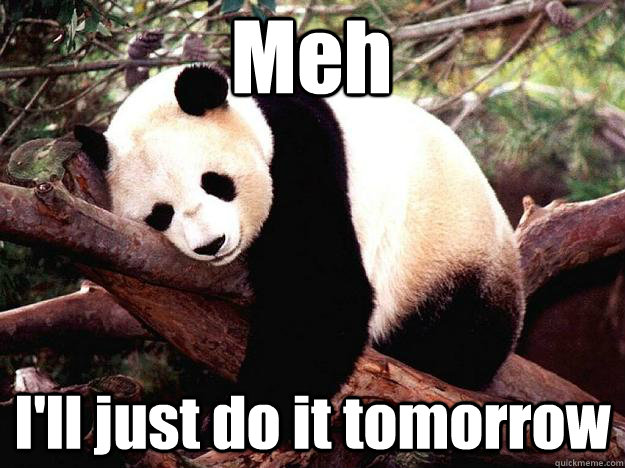 Meh I'll just do it tomorrow - Meh I'll just do it tomorrow  Procrastination Panda