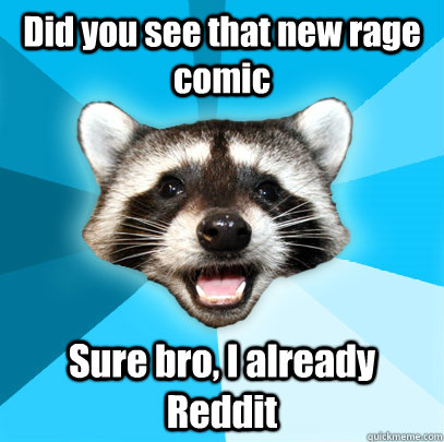Did you see that new rage comic Sure bro, I already Reddit  Lame Pun Coon