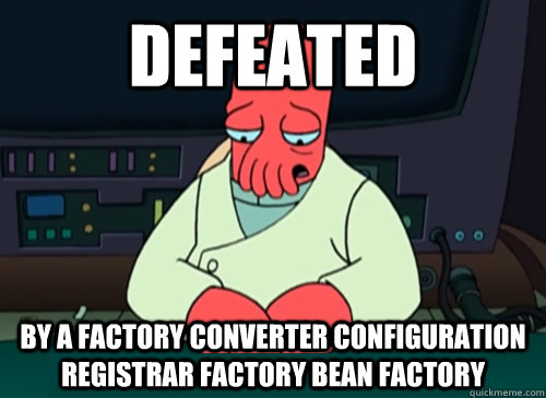 defeated By a factory converter configuration registrar factory bean factory  sad zoidberg