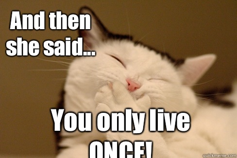 And then she said... You only live ONCE!  Laughing Cat