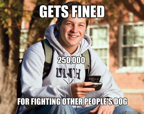 Gets Fined  For Fighting Other People's Dog 250,000 Caption 4 goes here  College Freshman
