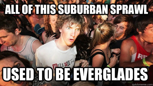 All of this suburban sprawl Used to be Everglades  Sudden Clarity Clarence