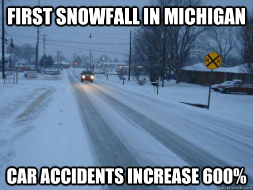 First snowfall in michigan car accidents increase 600%  Michigan Snowfall