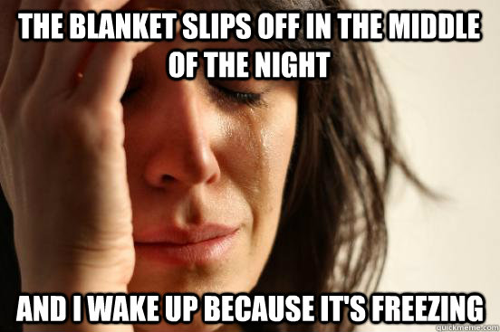 The blanket slips off in the middle of the night and I wake up because it's freezing  First World Problems