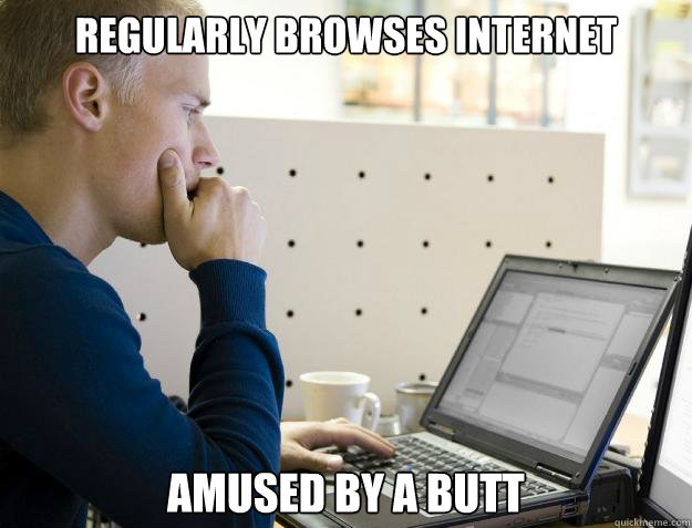 Regularly browses internet Amused by a butt  Programmer