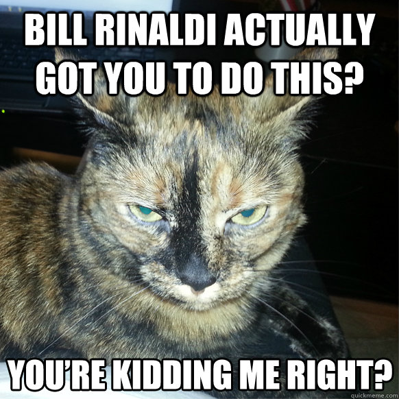 Bill Rinaldi actually got you to do this? - Bill Rinaldi actually got you to do this?  Youre kidding me right Cat