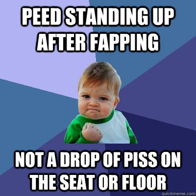 Peed standing up after fapping not a drop of piss on the seat or floor  Success Kid