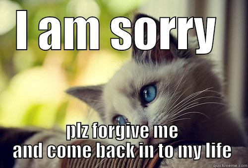 I AM SORRY  PLZ FORGIVE ME AND COME BACK IN TO MY LIFE First World Problems Cat