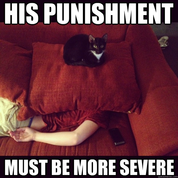 his punishment  must be more severe   jealous cat