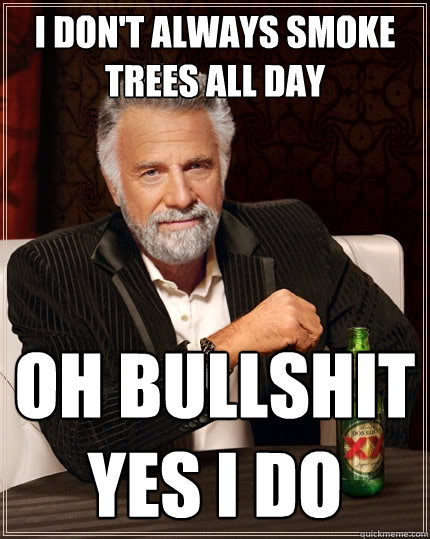 I don't always smoke trees all day Oh bullshit yes I do  The Most Interesting Man In The World