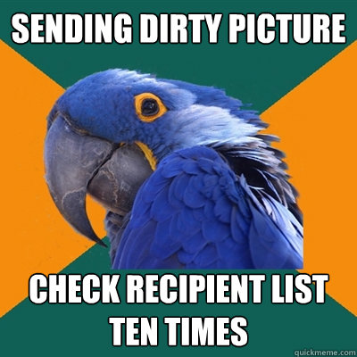 sending dirty picture check recipient list ten times  Paranoid Parrot