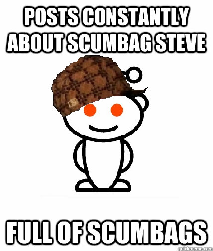 posts constantly about scumbag steve full of scumbags  Scumbag Redditor