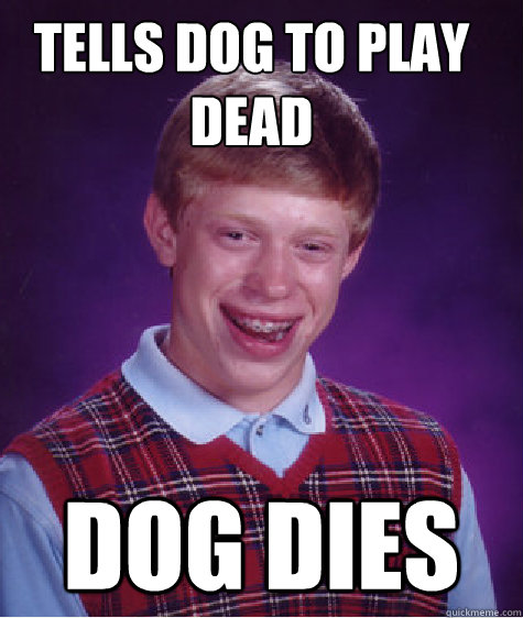 Tells dog to play dead Dog dies - Tells dog to play dead Dog dies  Bad Luck Brian