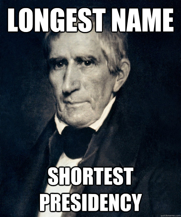 longest name shortest presidency  William Henry Harrison