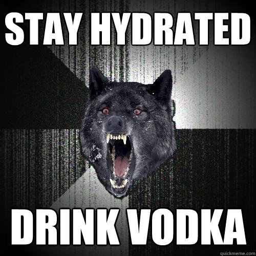 Stay hydrated Drink vodka  Insanity Wolf