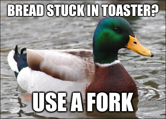 Bread stuck in toaster? Use a fork  Actual Advice Mallard