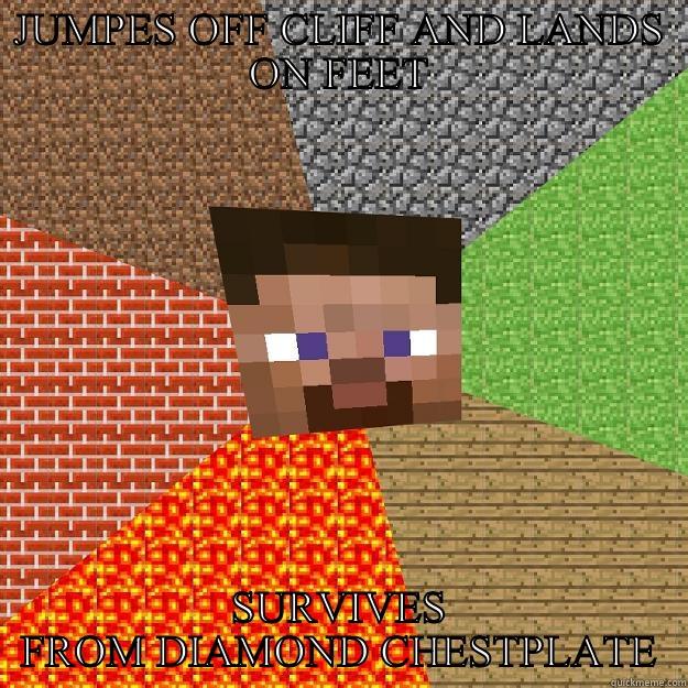 JUMPES OFF CLIFF AND LANDS ON FEET SURVIVES FROM DIAMOND CHESTPLATE Minecraft