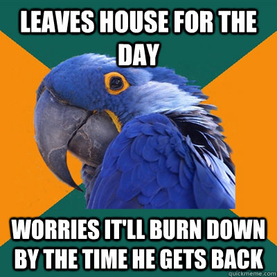 leaves house for the day worries it'll burn down by the time he gets back  Paranoid Parrot