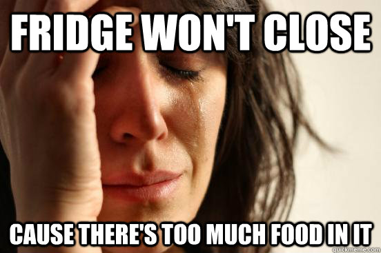 Fridge won't close cause there's too much food in it  First World Problems