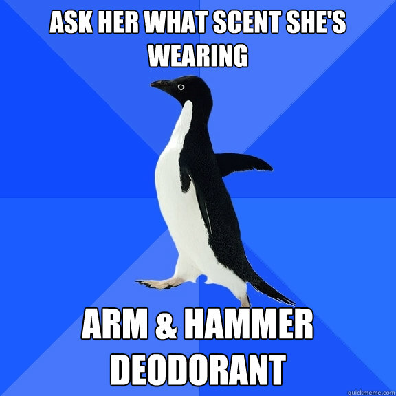 ASK HER WHAT SCENT SHE'S WEARING ARM & HAMMER DEODORANT  Socially Awkward Penguin